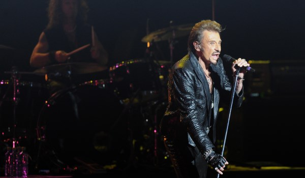 French singer Johnny Hallyday gives a concert at State Kremlin Palace as part of his