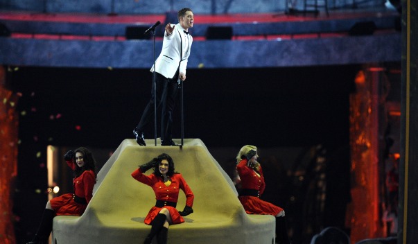 Michael Bubl performs at the closing ceremony of the Vancouver 2010 Winter Olympics at BC Place in Vancouver, Canada on February 28, 2010. Photo by Gouhier-Hahn-Nebinger/ ABACAUSA.COM