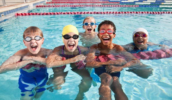 Kids shouting in swimming pool