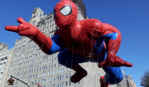 The Spiderman balloon makes its way across New York's Central Park South at the Macy's Thanksgiving Day Parade in New York, NY, USA on November 28, 2013. Photo by Dennis Van Tine / ABACAUSA.COM