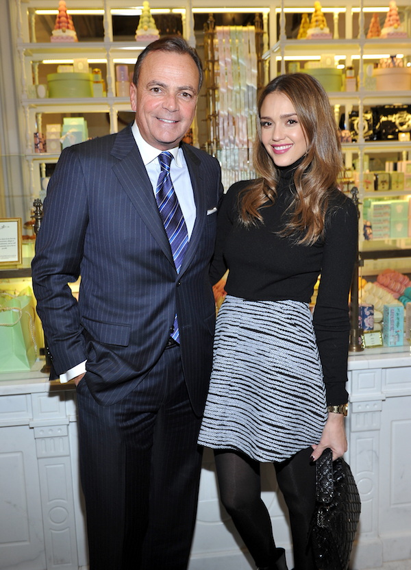 LOS ANGELES, CA - DECEMBER 20: Caruso founder and CEO Rick Caruso and actress Jessica Alba attend the opening of Laduree at The Grove in Los Angeles hosted by Rick Caruso and Jessica Alba in Partnership with Baby2Baby at The Grove on December 20, 2016 in Los Angeles, California. (Photo by Donato Sardella/Getty Images for Caruso)