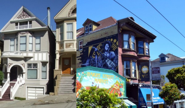 À gauche, la maison où se trouvait l'appartement de Janis Joplin. À droite, la maison où Jimi Hendrix a vécu. (Photo : Wikimédia)