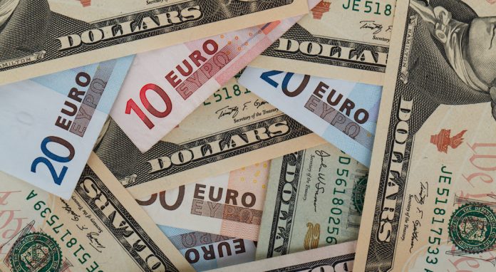 dollars and euros background