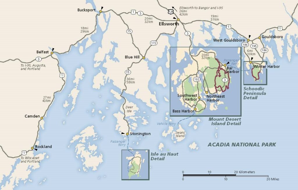 Carte parc national Acadia