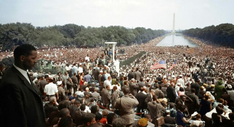 Caption reads, "[View of the huge crowd from the Lincoln Memorial to the Washington Monument, during the March on Washington]" Original black and white negative by Warren K. Leffler. Taken August 28th, 1963, Washington D.C, United States (@libraryofcongress). Colorized by Jordan J. Lloyd. Library of Congress Prints and Photographs Division Washington, D.C. 20540 USA https://www.loc.gov/resource/ds.04417/