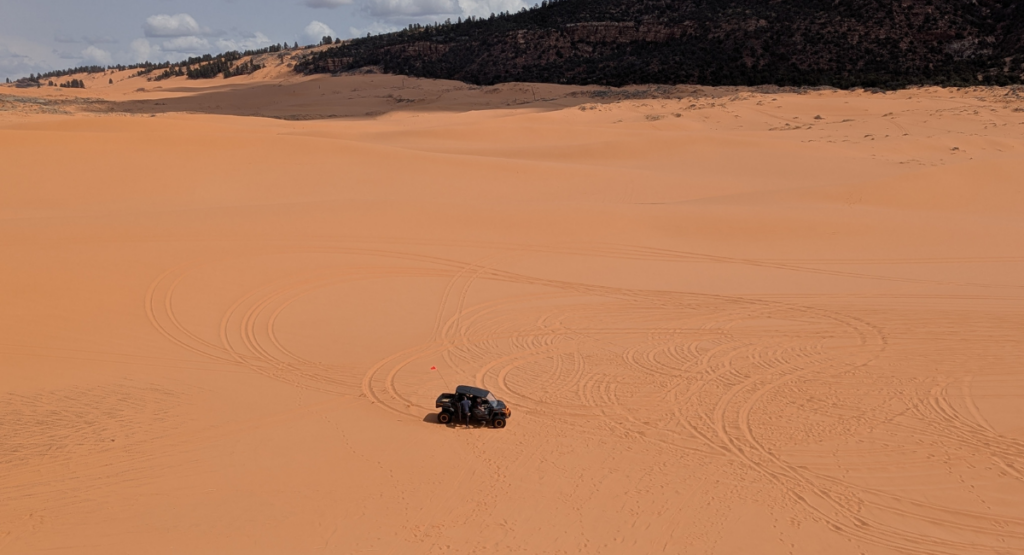 Buggy dans les dunes de Coral Pink Sand Dunes